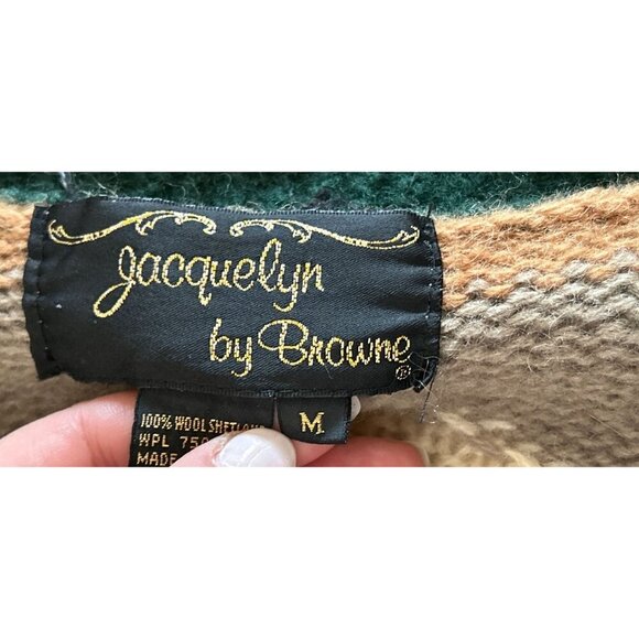 Jacquelyn By Browne Womens Aztec Pattern Wool Cardigan Sweater With Pockets & Bu - Picture 10 of 10